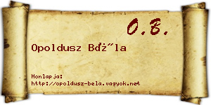 Opoldusz Béla névjegykártya